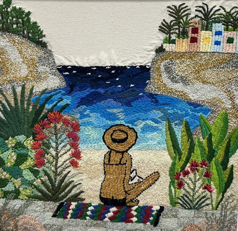 Mujer en Cala Murada - a Paintings by Stephanie Brucks - STICKART